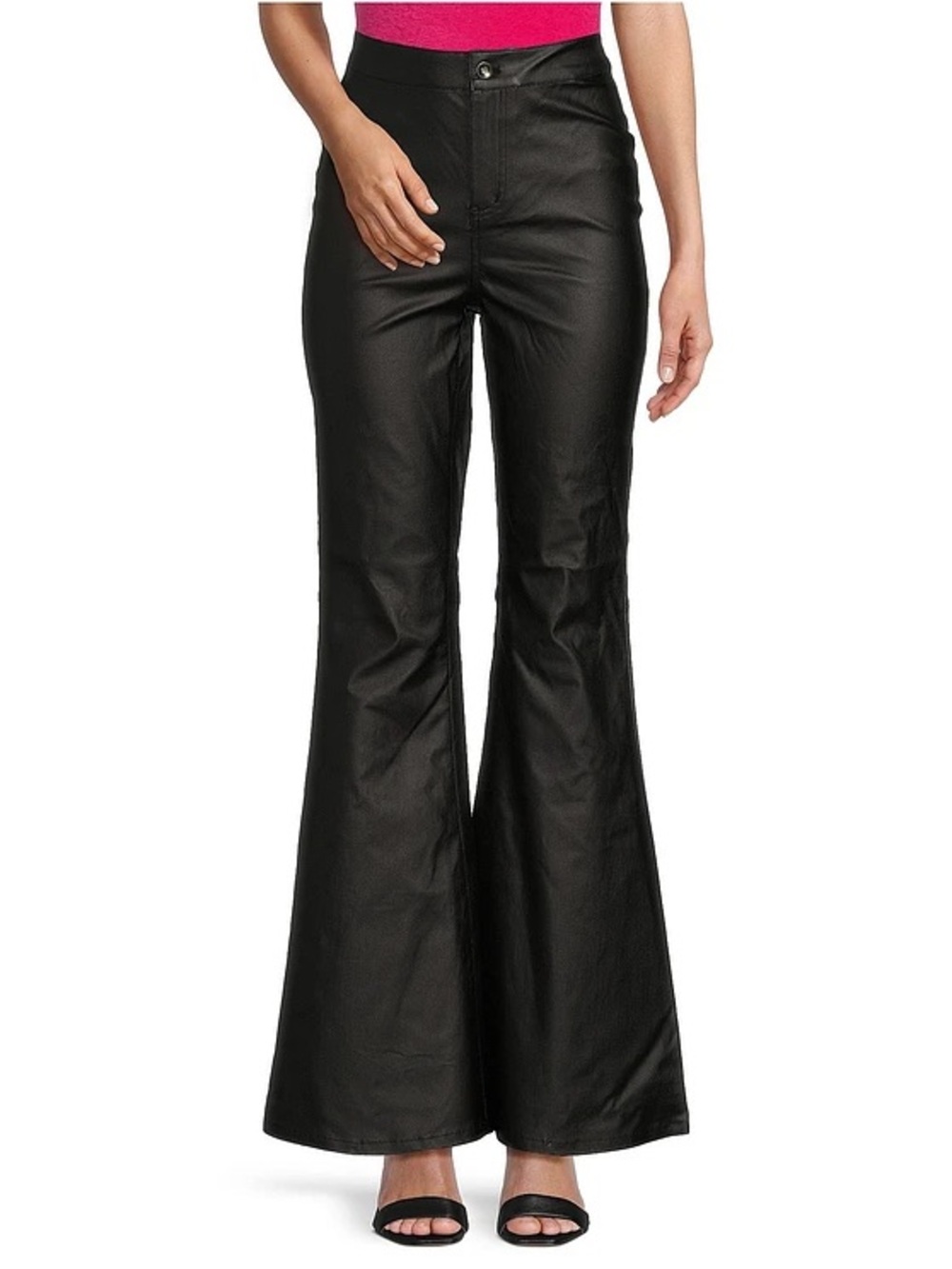 Chelsea & Violet Coated Bootcut Flare Pants Black Faux Leather Size 29